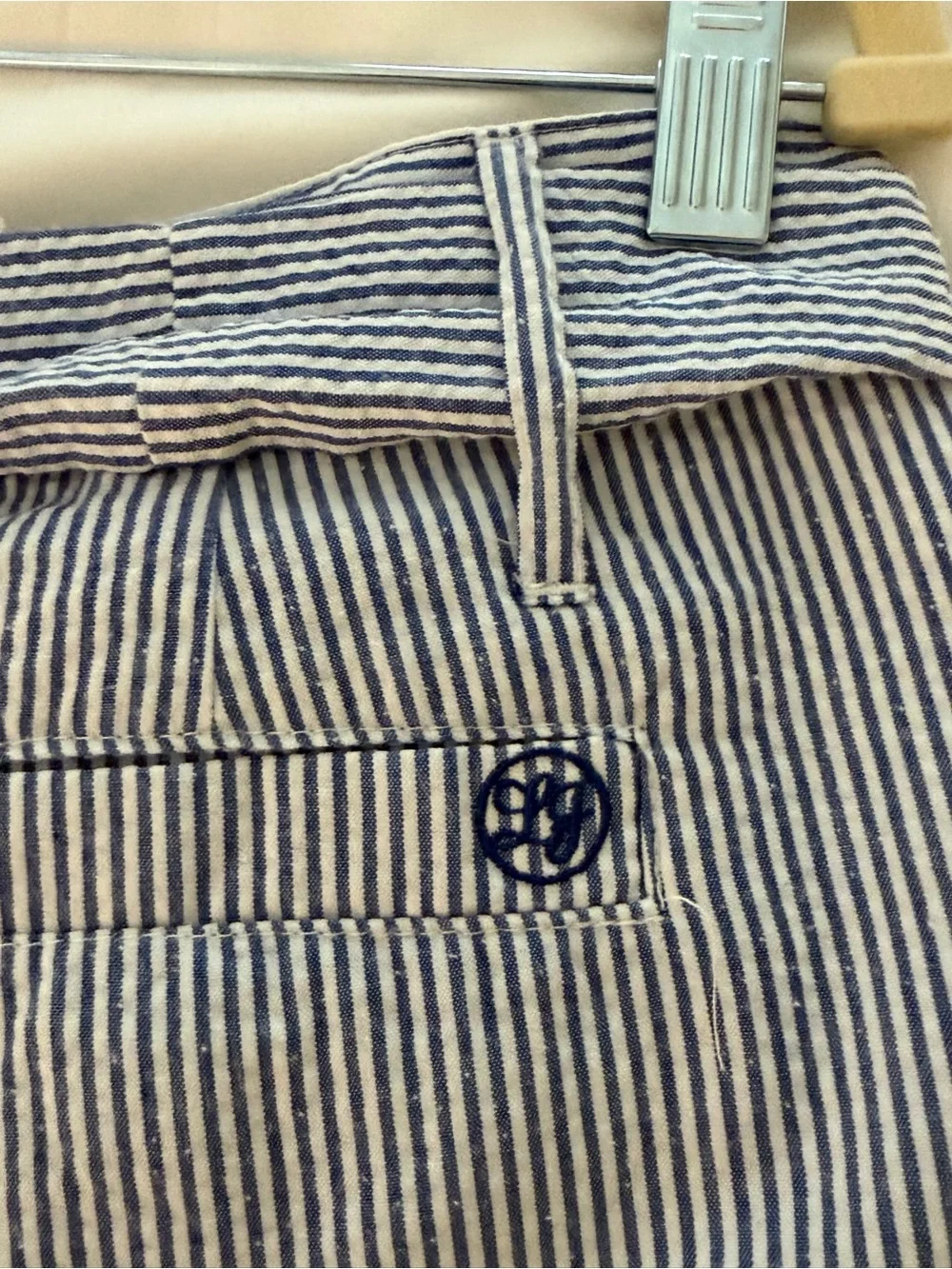 Lauren James Blue and White Striped Shorts